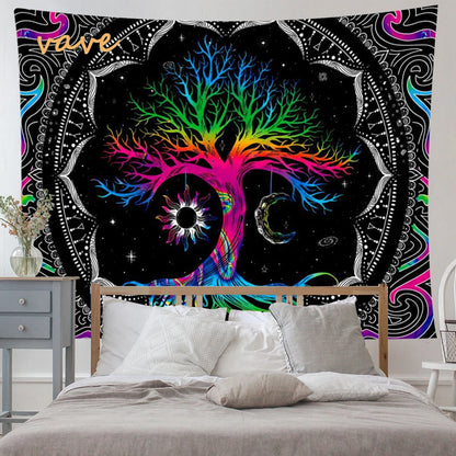 🌳 Tree of Life Psychedelic Tapestry – Trippy Mandala Wall Hanging for Boho &amp; Witchy Room Decor