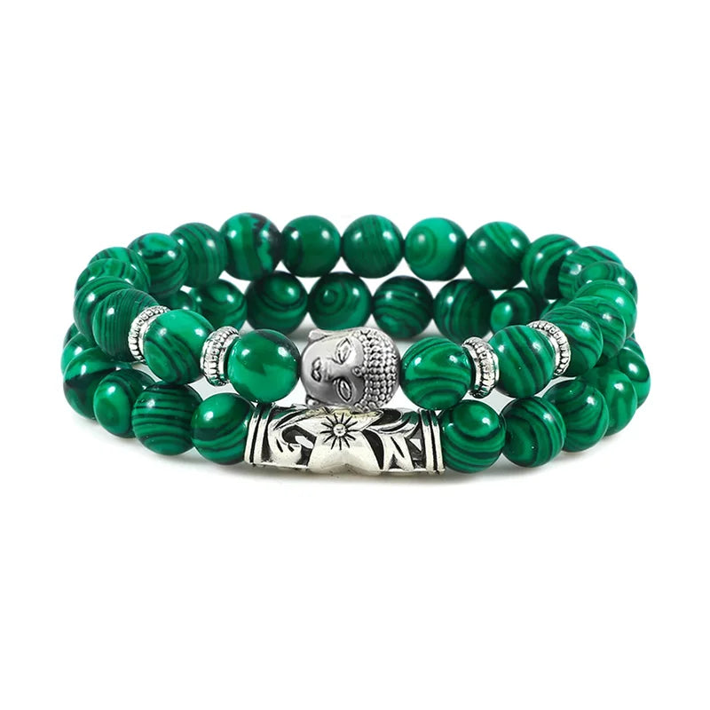 2er-Set Buddha-Armbänder – Tigerauge &amp; Lavastein für Paare (8 mm Perlen)