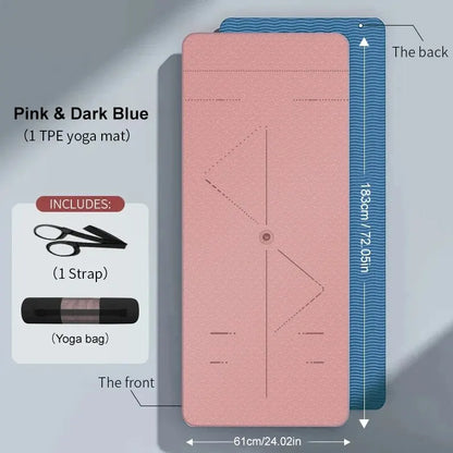 WESTTUNE Eco TPE Yoga Mat – 6mm Non-Slip with Alignment Guide + Strap &amp; Bag (183×61cm)