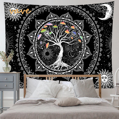 🌳 Tree of Life Psychedelic Tapestry – Trippy Mandala Wall Hanging for Boho &amp; Witchy Room Decor