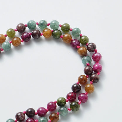 🌈 Bunte Turmalin-Mala-Kette – 108 Perlen für Meditation &amp; Gebetsschmuck