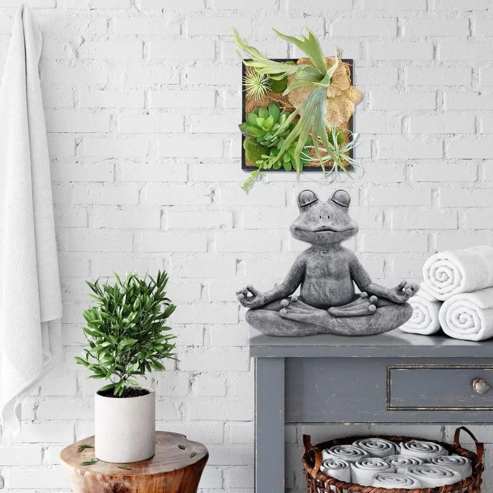 🐸 Zen Yoga Frog Statue – Resin Garden &amp; Indoor Meditating Figurine (13cm)