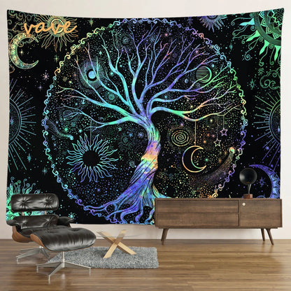 🌳 Tree of Life Psychedelic Tapestry – Trippy Mandala Wall Hanging for Boho &amp; Witchy Room Decor
