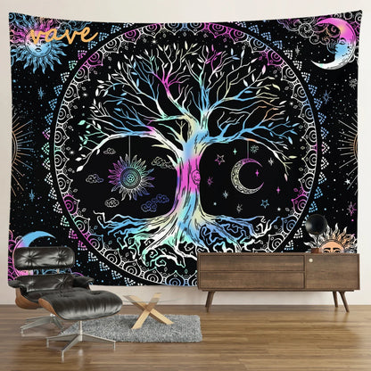 🌳 Tree of Life Psychedelic Tapestry – Trippy Mandala Wall Hanging for Boho &amp; Witchy Room Decor