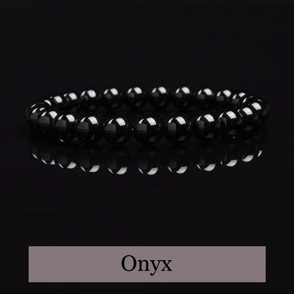 🖤 Schwarzes Onyx-Perlenarmband – Natürlicher Achatstein für Balance &amp; Stil (6 mm / 8 mm, Unisex)