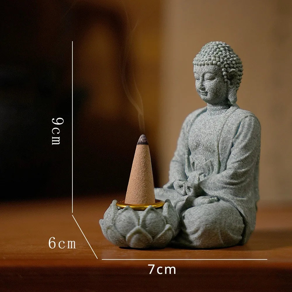 Zen Buddha Incense &amp; Tealight Holder – Stone Meditation Decor