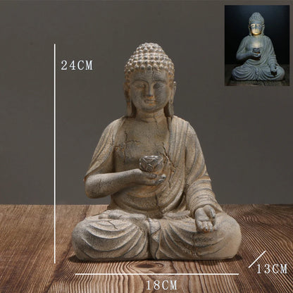 🕊️ Zen Solar Buddha Statue – Resin Meditation Decor (18cm)