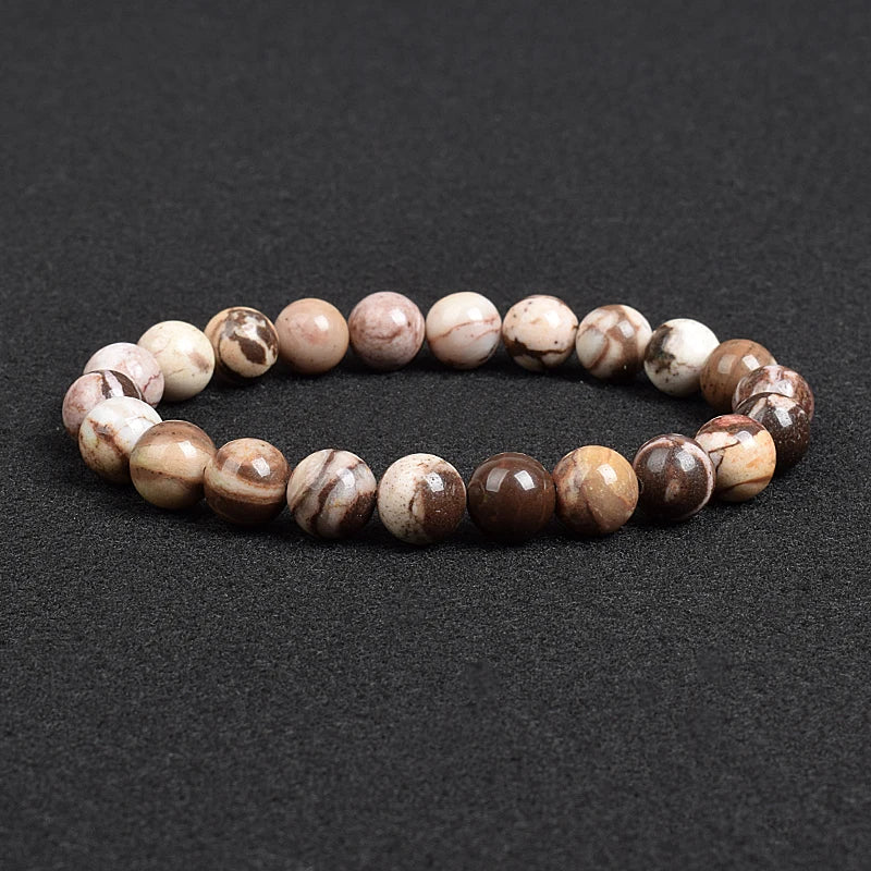 💎 Natürlicher Stein Perlen Armband – Apatit, Lapislazuli, Tigerauge &amp; Mehr (Unisex, 6–8mm Perlen)