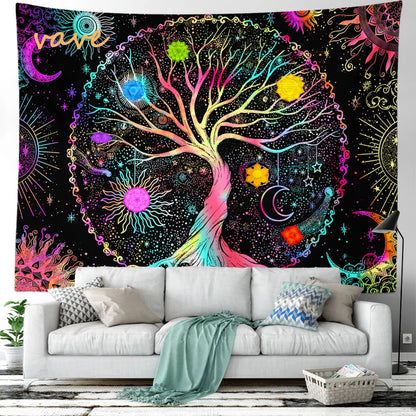 🌳 Tree of Life Psychedelic Tapestry – Trippy Mandala Wall Hanging for Boho &amp; Witchy Room Decor