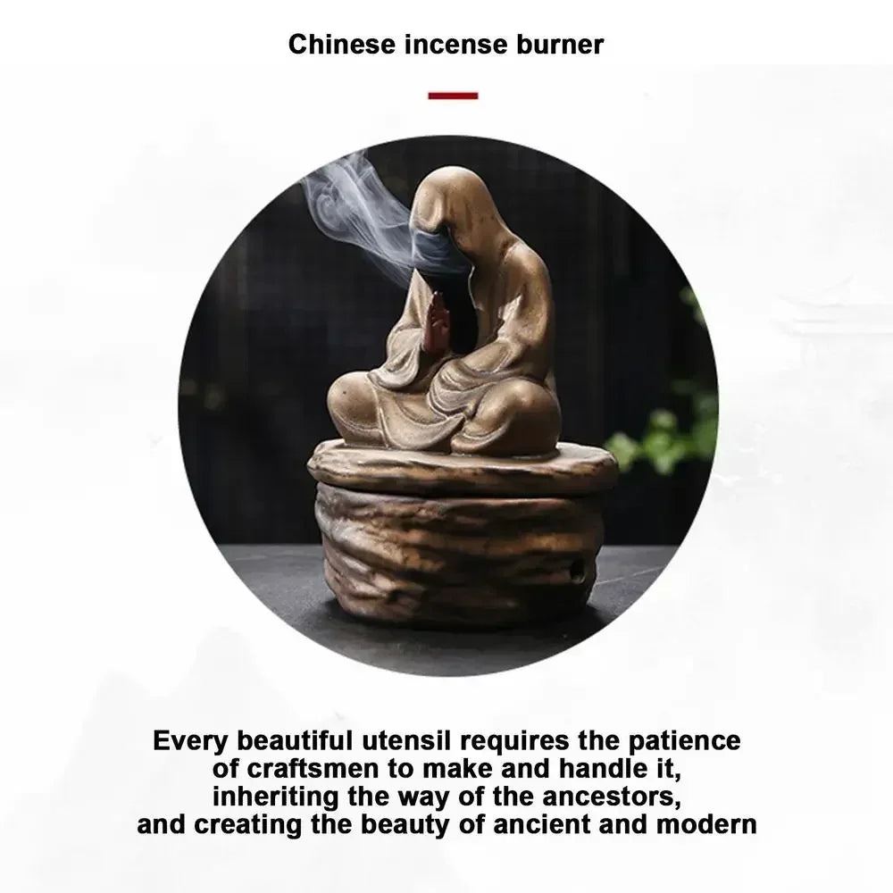 Keramik Räuchergefäß – Formloser Buddha Mönch für Meditation &amp; Zen Dekoration