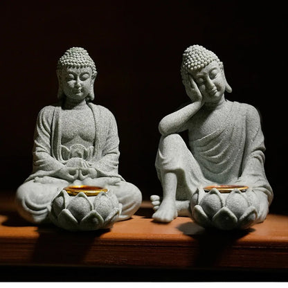 Zen Buddha Incense &amp; Tealight Holder – Stone Meditation Decor