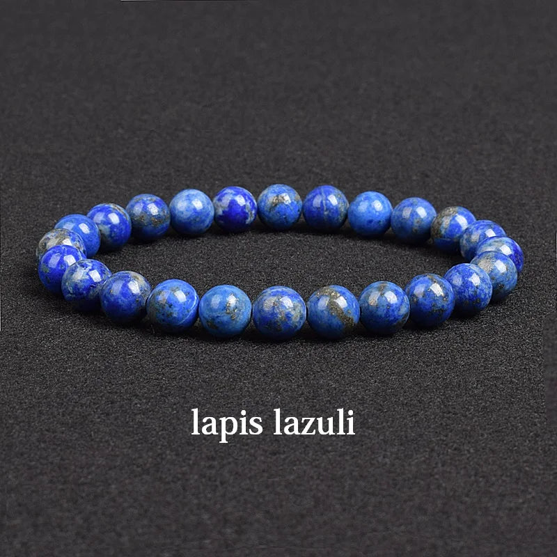 💎 Natürlicher Stein Perlen Armband – Apatit, Lapislazuli, Tigerauge &amp; Mehr (Unisex, 6–8mm Perlen)