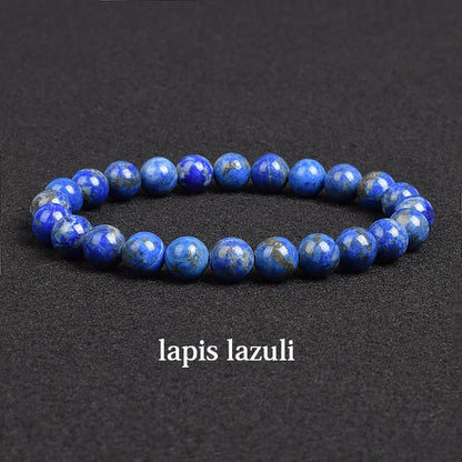💎 Natürlicher Stein Perlen Armband – Apatit, Lapislazuli, Tigerauge &amp; Mehr (Unisex, 6–8mm Perlen)