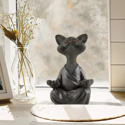 🧘‍♂️ Meditierende Yoga Katze Figur – Handgefertigte Zen Harz Statue 🐱