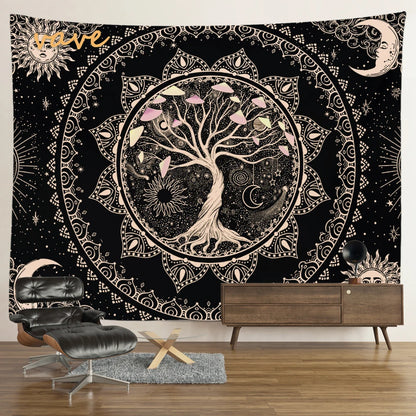 🌳 Tree of Life Psychedelic Tapestry – Trippy Mandala Wall Hanging for Boho &amp; Witchy Room Decor