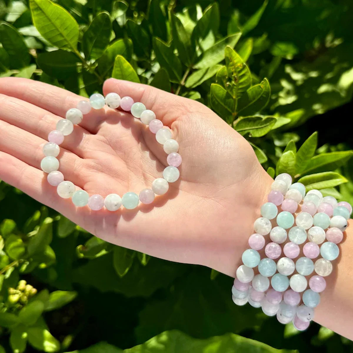 Meditation Bracelet – Aquamarine, Moonstone &amp; Kunzite | Grounding Gift for Men &amp; Women