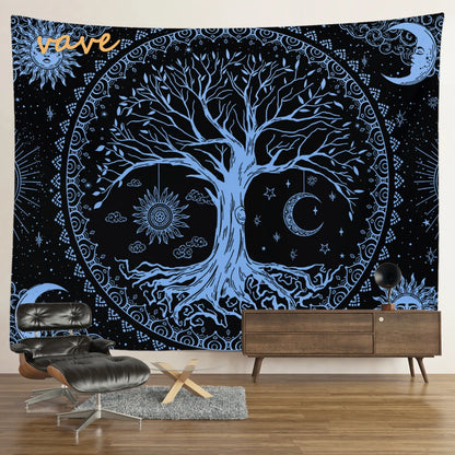 🌳 Tree of Life Psychedelic Tapestry – Trippy Mandala Wall Hanging for Boho &amp; Witchy Room Decor