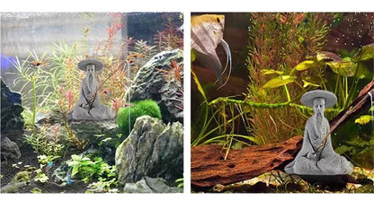 🌿 Mini Fischer Statue – Asiatische Zen Sandstein Aquarium- &amp; Gartendekoration