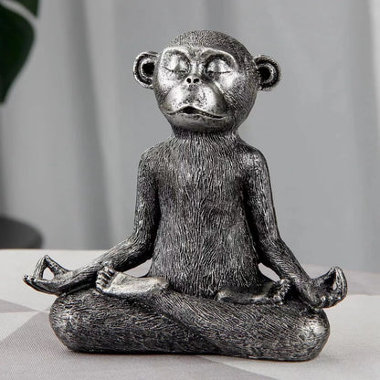 🐒 Yoga Monkey Figurine – Resin Zen Meditation Statue for Home &amp; Shelf Decor (5&quot;)