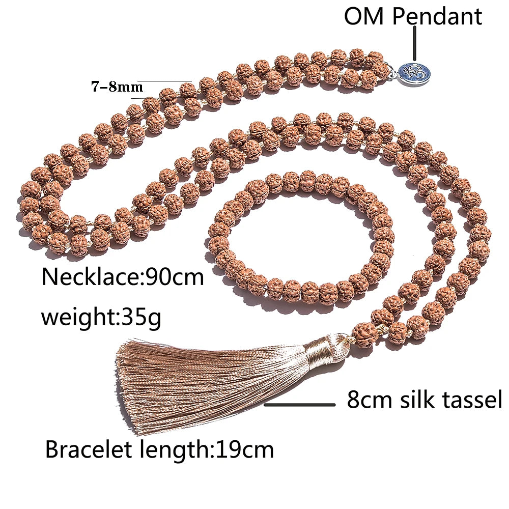 🕉️ Punchmukhi Rudraksha – Spirituelles Set aus Halskette &amp; Armband