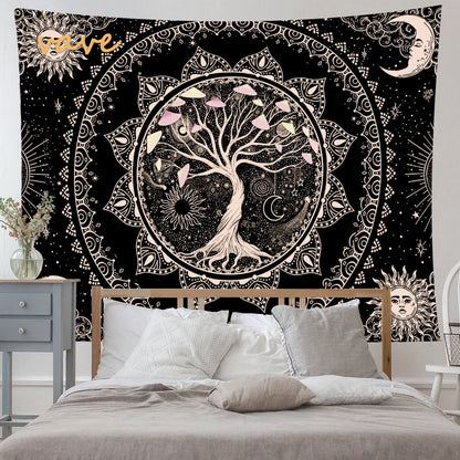 🌳 Tree of Life Psychedelic Tapestry – Trippy Mandala Wall Hanging for Boho &amp; Witchy Room Decor