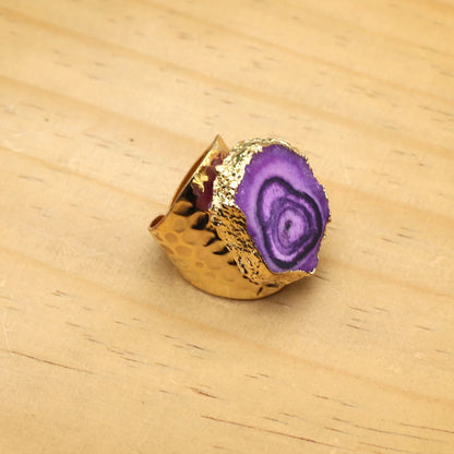 💍 Natürlicher Druzy Achat Ring – Verstellbarer Goldplattierter Geoden-Kristall (8 Farben)