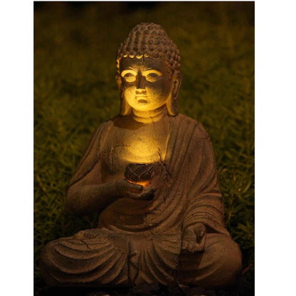 🕊️ Zen Solar Buddha Statue – Resin Meditation Decor (18cm)
