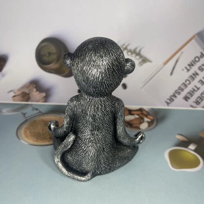 🐒 Yoga Monkey Figurine – Resin Zen Meditation Statue for Home &amp; Shelf Decor (5&quot;)