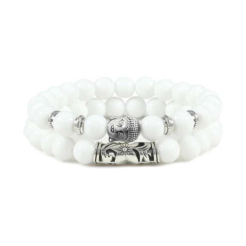 2er-Set Buddha-Armbänder – Tigerauge &amp; Lavastein für Paare (8 mm Perlen)