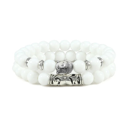 2er-Set Buddha-Armbänder – Tigerauge &amp; Lavastein für Paare (8 mm Perlen)