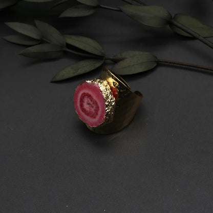 💍 Natürlicher Druzy Achat Ring – Verstellbarer Goldplattierter Geoden-Kristall (8 Farben)