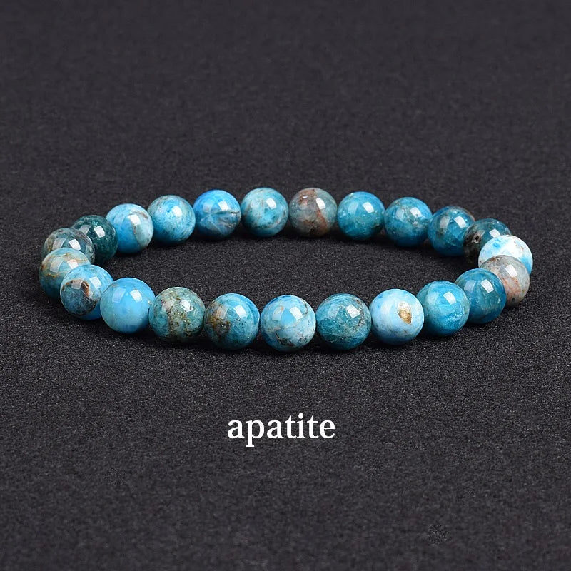 💎 Natürlicher Stein Perlen Armband – Apatit, Lapislazuli, Tigerauge &amp; Mehr (Unisex, 6–8mm Perlen)
