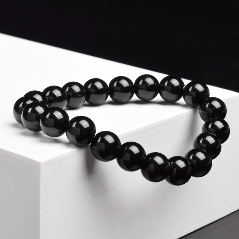 🖤 Schwarzes Onyx-Perlenarmband – Natürlicher Achatstein für Balance &amp; Stil (6 mm / 8 mm, Unisex)