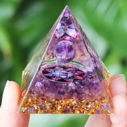 🔮 Amethyst Orgone-Pyramide – Chakra-Energie-Generator für Schutz &amp; Meditation (5cm)