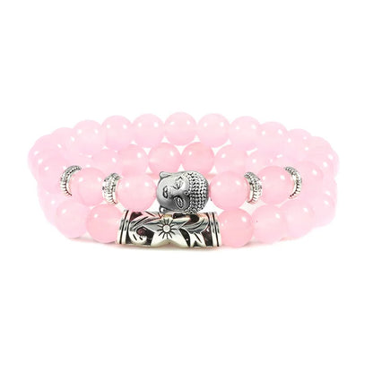 2er-Set Buddha-Armbänder – Tigerauge &amp; Lavastein für Paare (8 mm Perlen)
