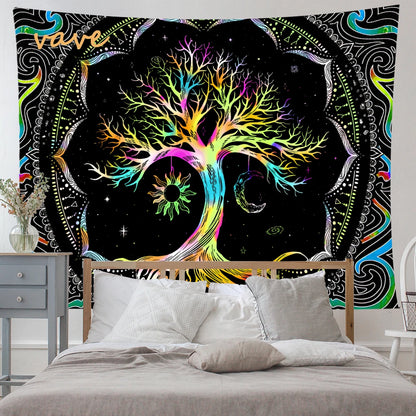 🌳 Tree of Life Psychedelic Tapestry – Trippy Mandala Wall Hanging for Boho &amp; Witchy Room Decor