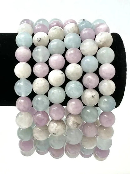 Meditation Bracelet – Aquamarine, Moonstone &amp; Kunzite | Grounding Gift for Men &amp; Women