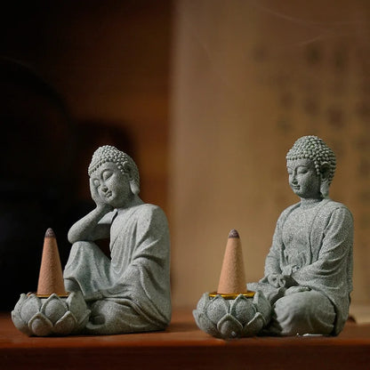 Zen Buddha Incense &amp; Tealight Holder – Stone Meditation Decor