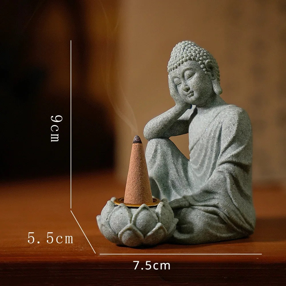 Zen Buddha Incense &amp; Tealight Holder – Stone Meditation Decor
